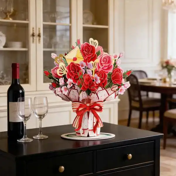 DIYSTAR 3D Flower Greeting Card Personalized Love Wishes and the Love Affection of Eternal Bloom Flowers