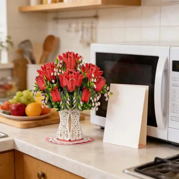 DIYSTAR 3D Flower Greeting Card Personalized Love Wishes and the Love Affection of Eternal Bloom Flowers