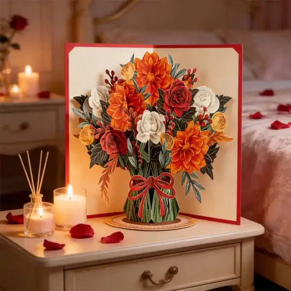 DIYSTAR 3D Flower Greeting Card Personalized Love Wishes and the Love Affection of Eternal Bloom Flowers